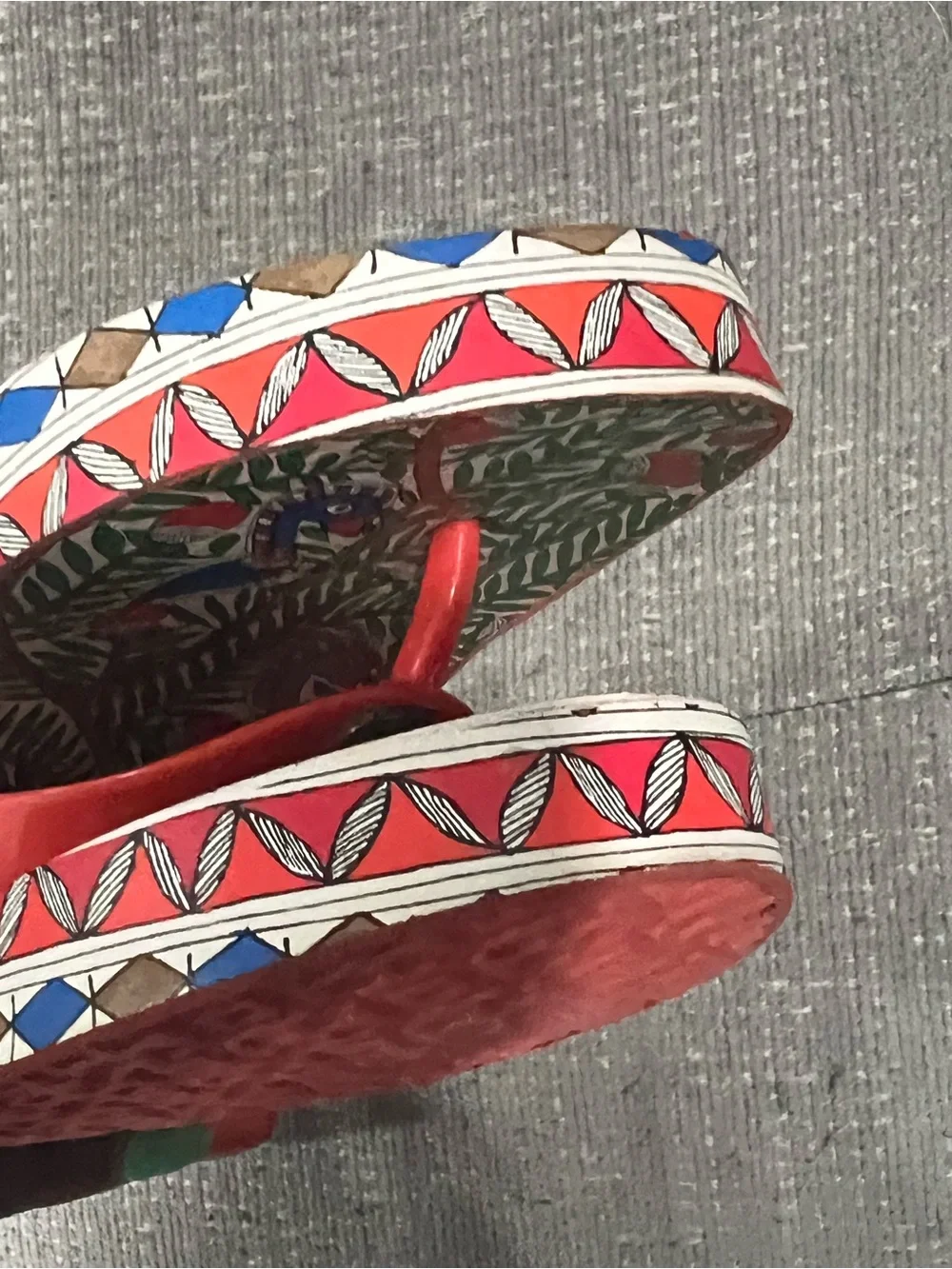 Tory Burch Red Strap Tropical Print Flip Flops